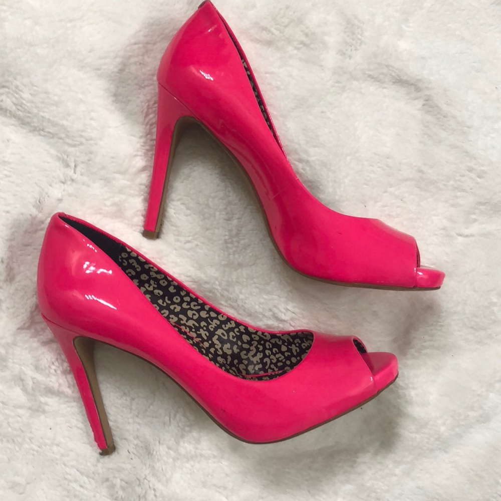 Jessica Simpson Fluorescent Pink Patent Sz 7.5M